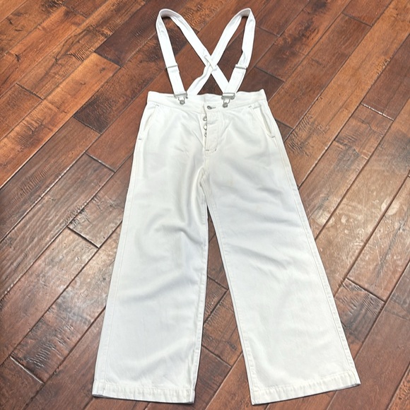 NWOT Gap Wide-Leg Suspender Jeans With Washwell Size 8P - Picture 2 of 4